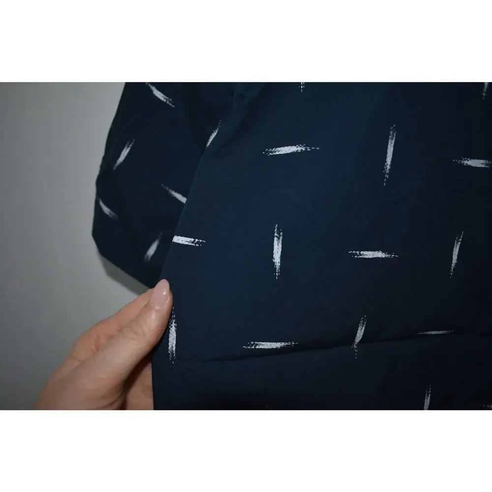 Burton Short Sleeve Button Down Navy Blue Printed Shirt Sz L